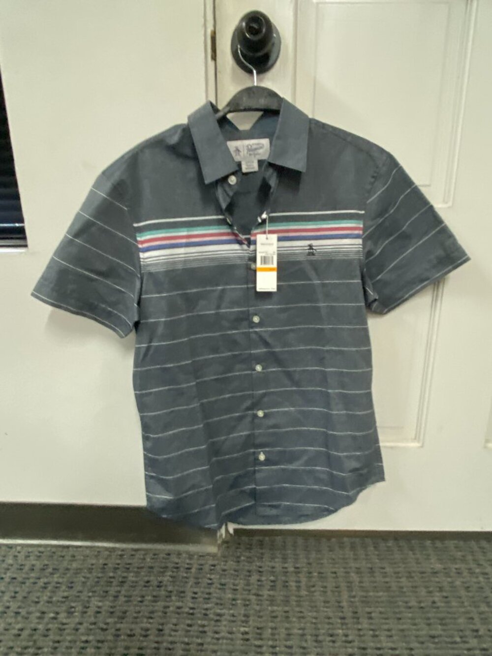 NWT Original Penguin Men’s Engineered Multi Stripe Poplin Shirt - Size S